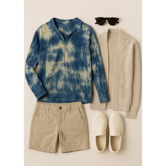 IZ-IT-U USA Blue Tie Dye Pullover Top 100% Cotton Men’s Size S Made in USA - Picture 8 of 12